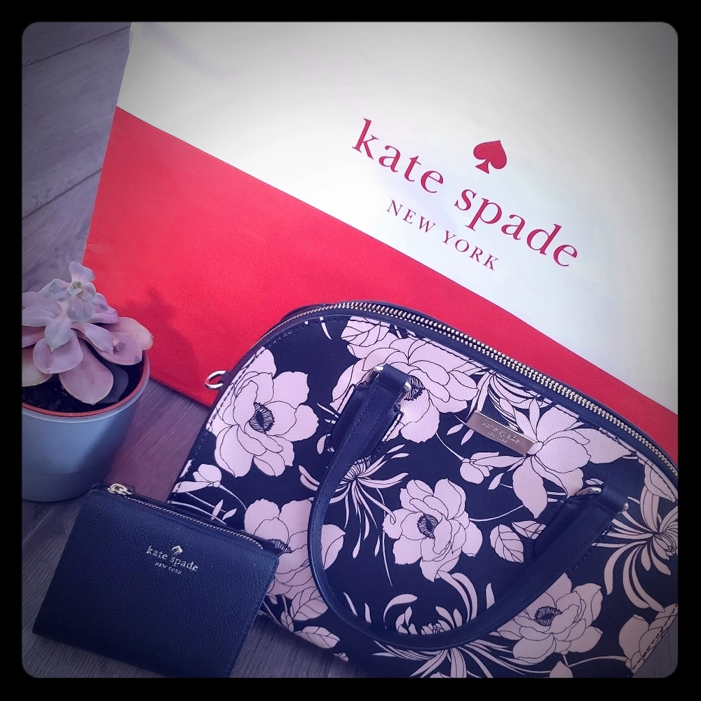 KATE SPADE Reiley Gardenia Satchel Bag + Wallet